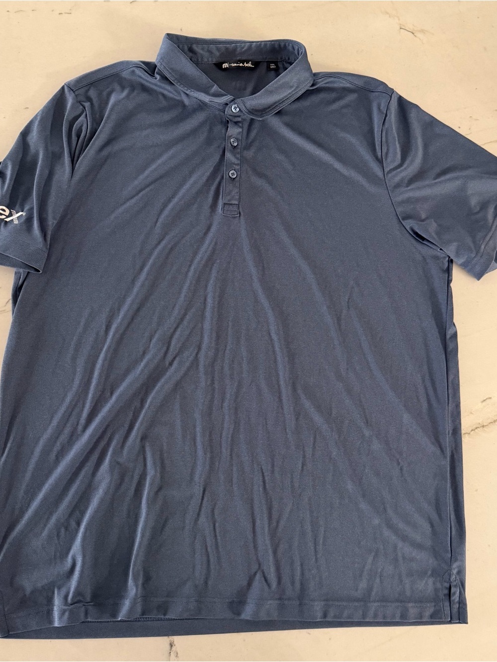 Travis Mathew Golf Polo Shirt Short Sleeve Gray Blue Mens 3XL